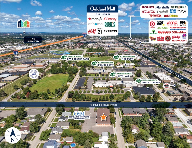301 W 13 Mile Rd, Madison Heights, MI à vendre - Aérien – Image 2 sur 9