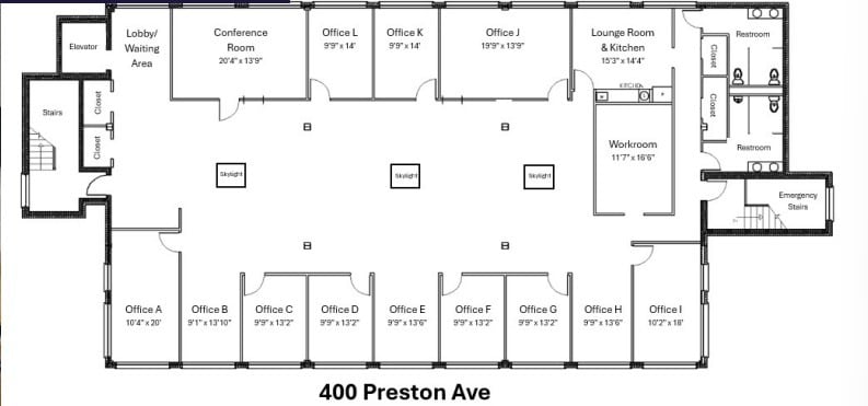400 Preston Ave, Charlottesville, VA à louer Plan d’étage– Image 1 sur 1