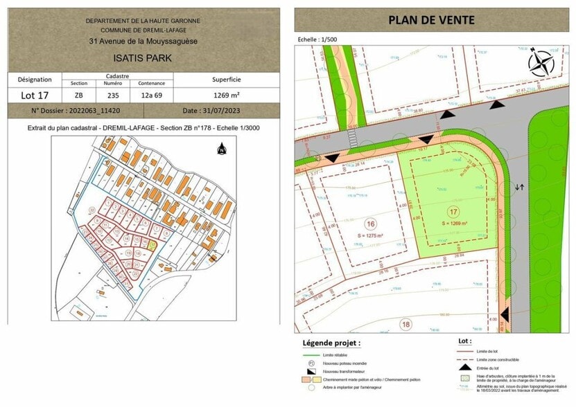 Terrain dans Drémil-Lafage à vendre - Plan de site – Image 2 sur 3