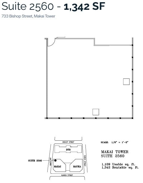 733 Bishop St, Honolulu, HI à louer Plan d’étage– Image 1 sur 1