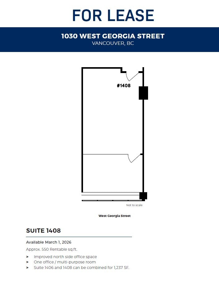 1030 W Georgia St, Vancouver, BC à louer Plan d’étage– Image 1 sur 1