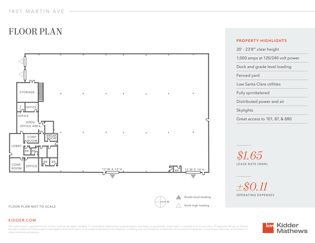 1401 Martin Ave, Santa Clara, CA à louer Plan d’étage– Image 1 sur 1