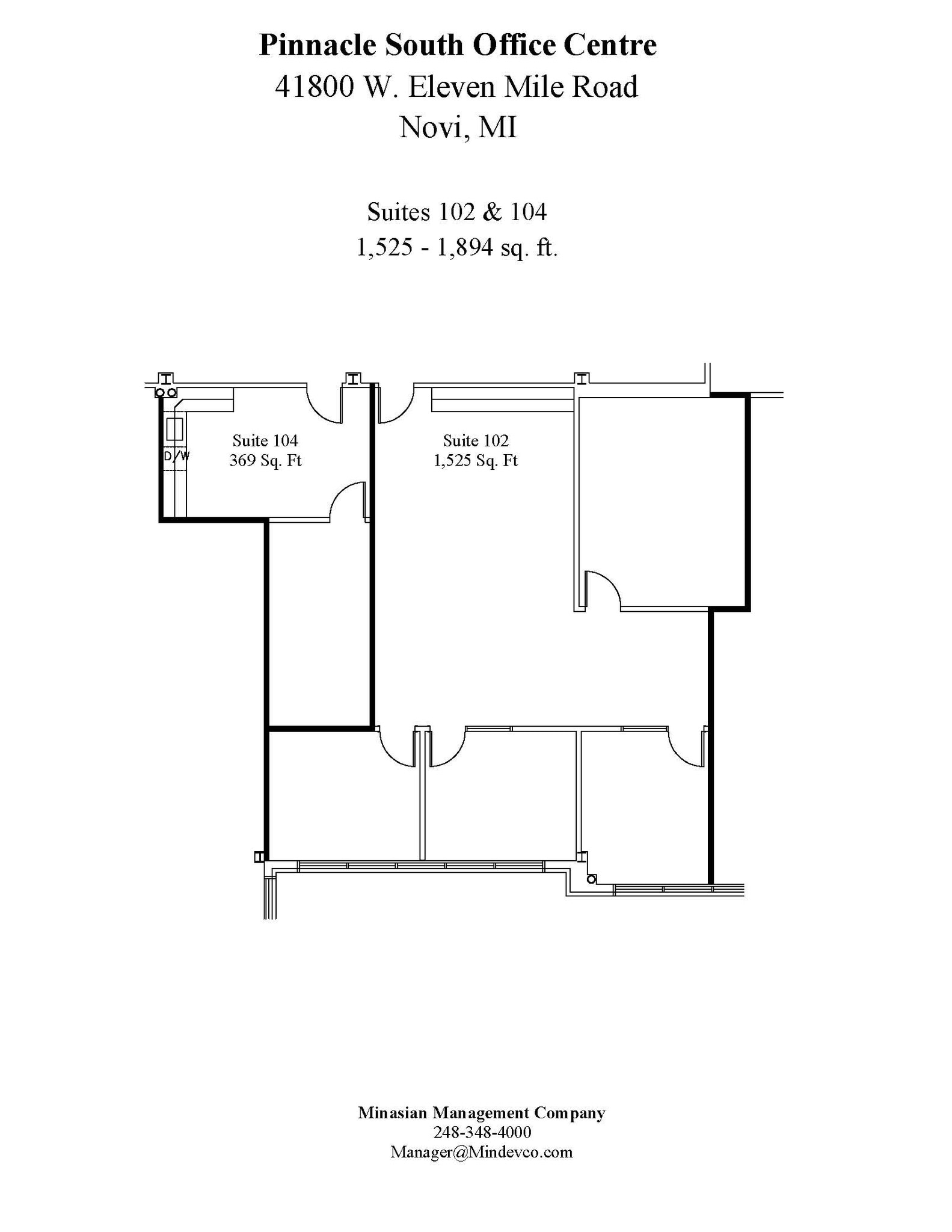 41850 W 11 Mile Rd, Novi, MI à louer Plan d’étage– Image 1 sur 1