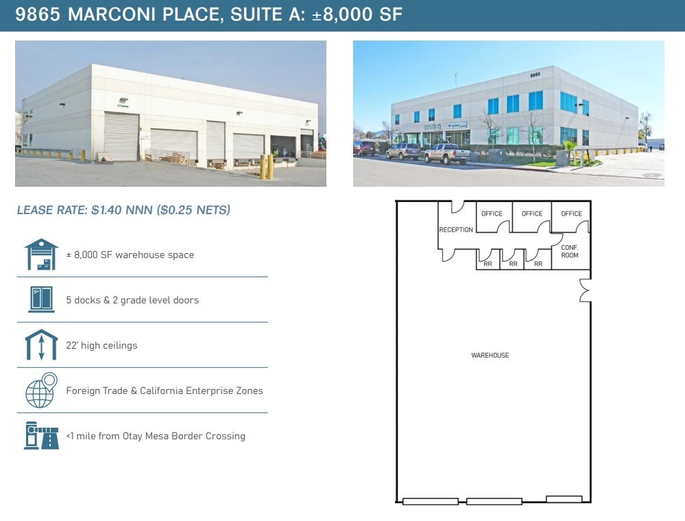 9835 Marconi Dr, San Diego, CA à louer Plan d’étage– Image 1 sur 1