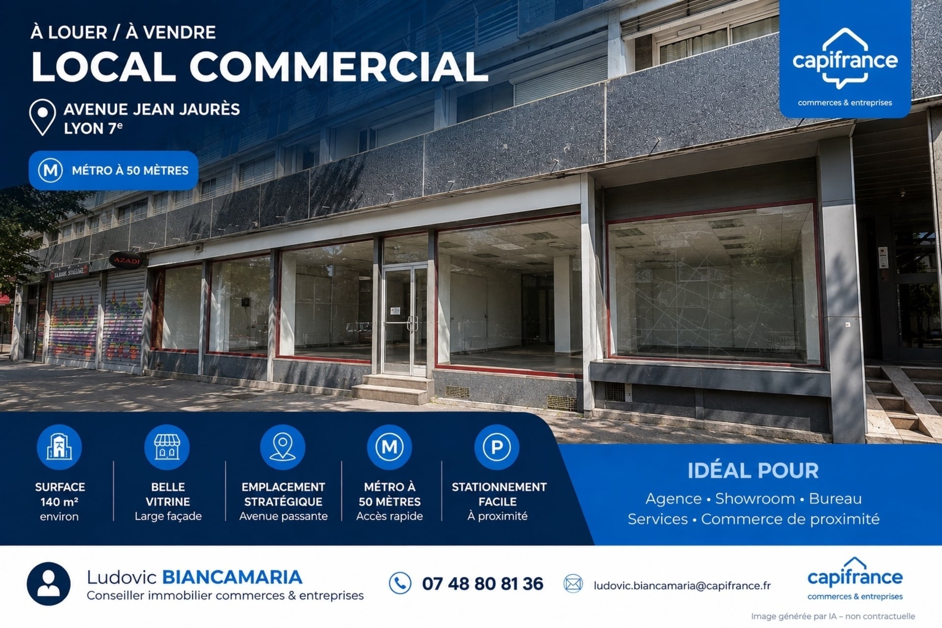 Local commercial dans Lyon 7eme Arrondissement à louer Photo de l’immeuble– Image 1 sur 3
