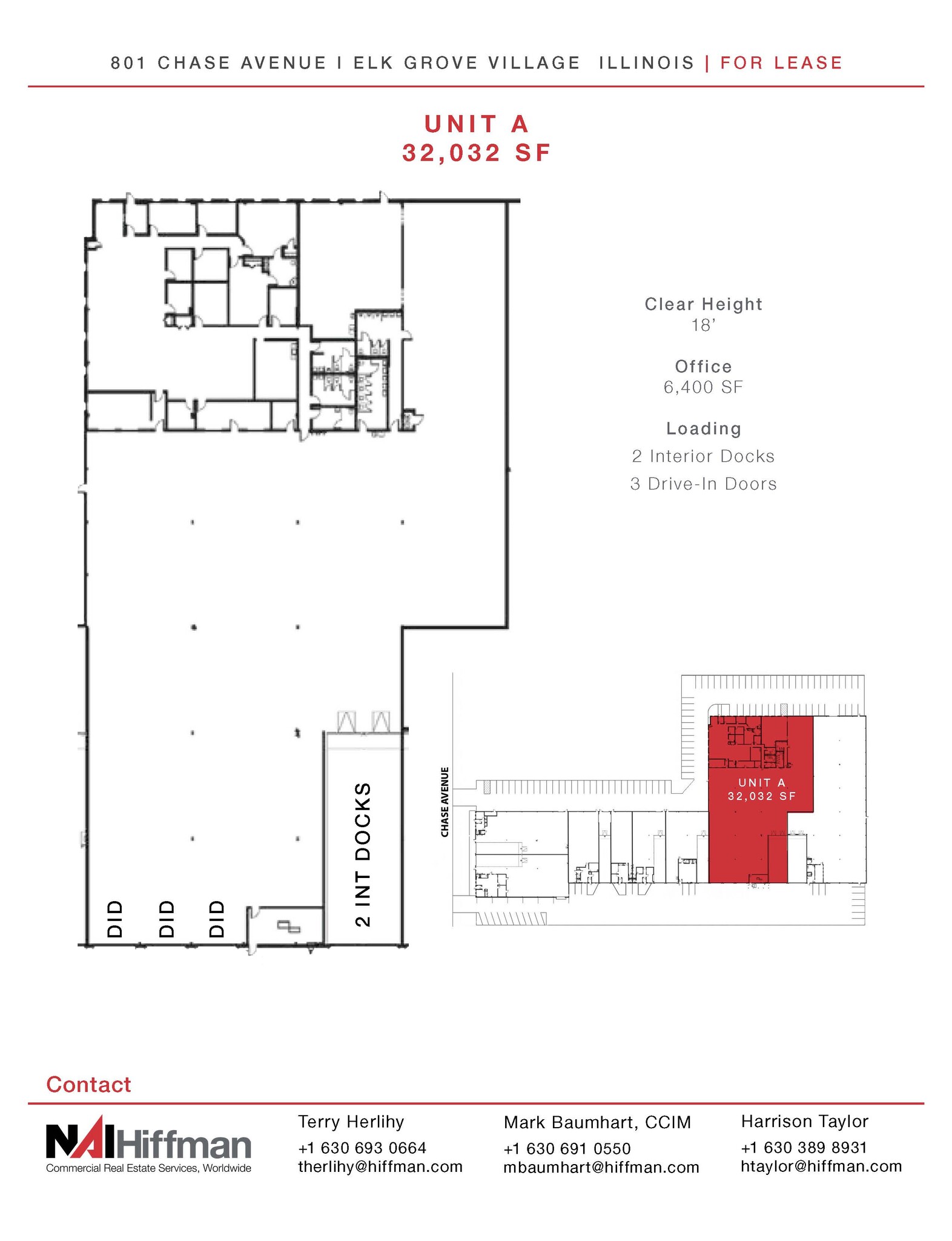 801 Chase Ave, Elk Grove Village, IL à louer Plan d’étage– Image 1 sur 2