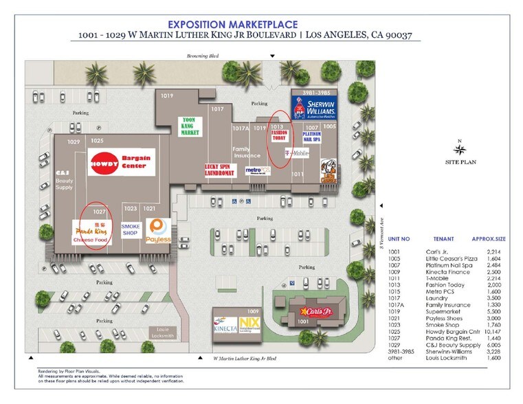 1007-1023 W Martin Luther King Jr Blvd, Los Angeles, CA à louer - Plan de site – Image 1 sur 3