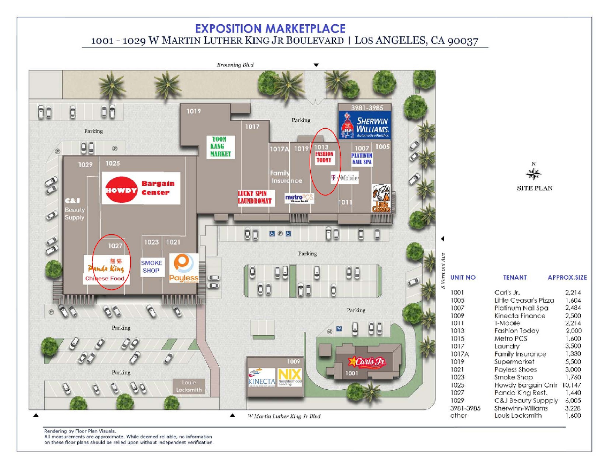 1007-1023 W Martin Luther King Jr Blvd, Los Angeles, CA à louer Plan de site– Image 1 sur 4