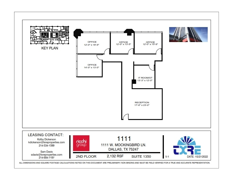 1111 W Mockingbird Ln, Dallas, TX à louer Plan d’étage– Image 1 sur 1