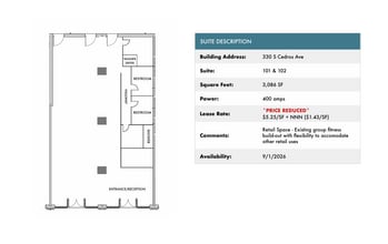 330 S Cedros Ave, Solana Beach, CA à louer Plan d’étage– Image 2 sur 2