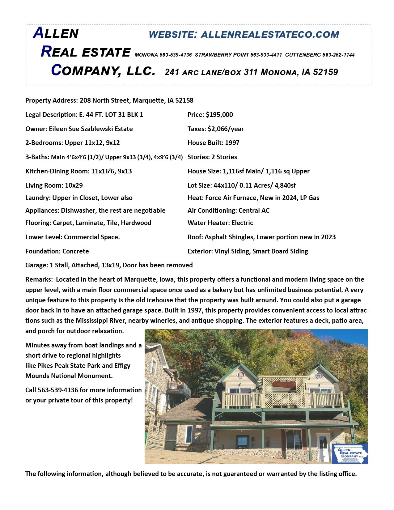 208 North St, Marquette, IA à vendre Photo principale– Image 1 sur 10