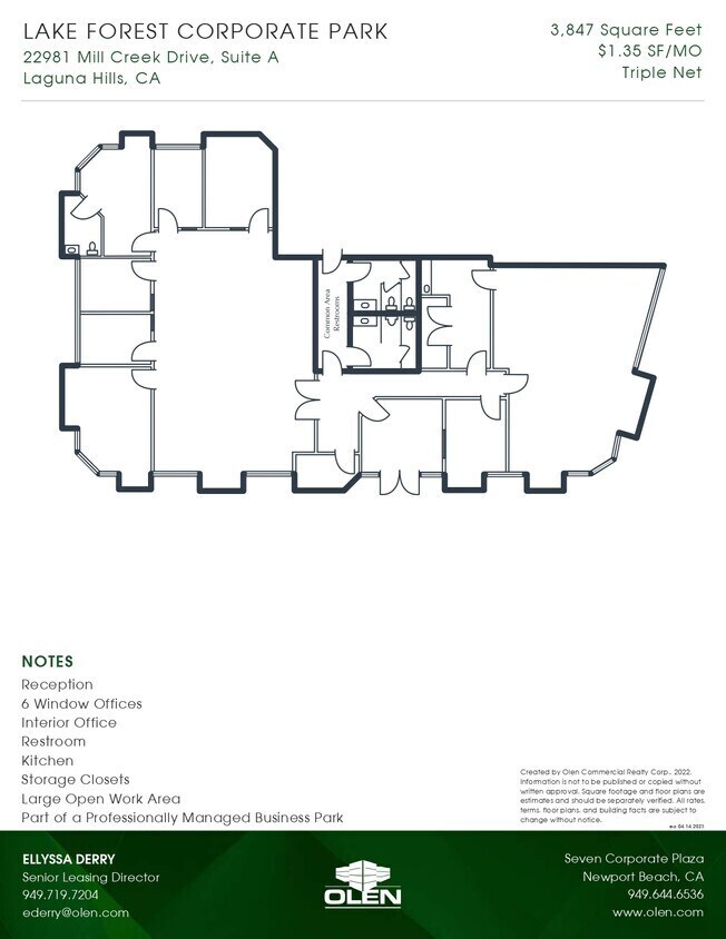 22981 Mill Creek Dr, Laguna Hills, CA à louer Plan d’étage– Image 1 sur 1