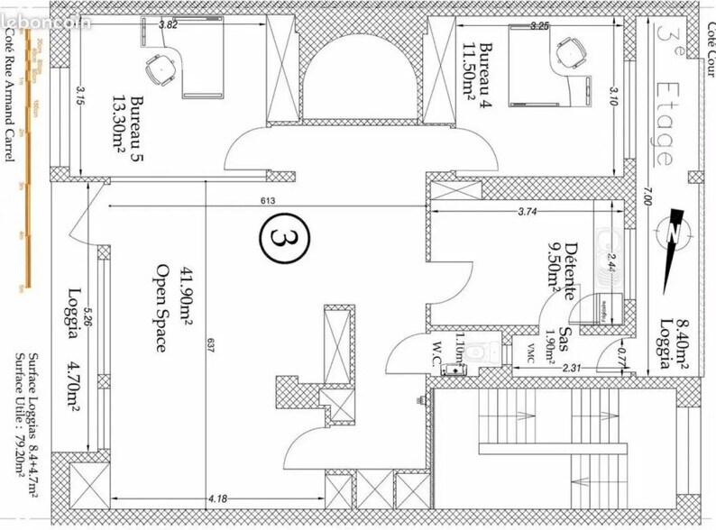 Bureau dans Lille à louer - Plan d’étage – Image 3 sur 3