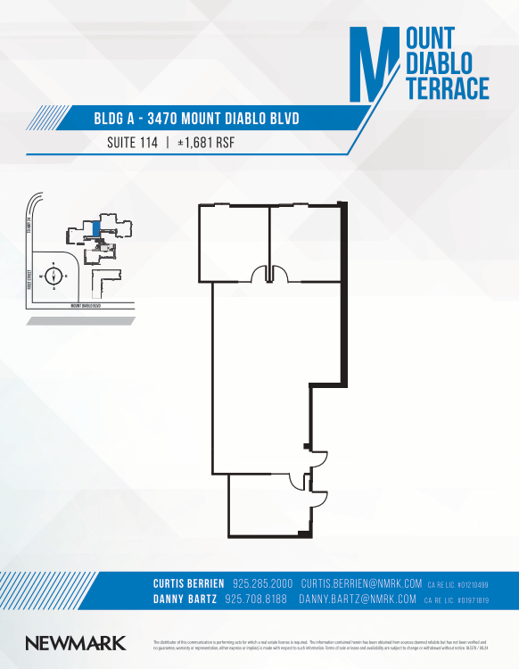 3470 Mt Diablo Blvd, Lafayette, CA à louer Plan d’étage– Image 1 sur 1