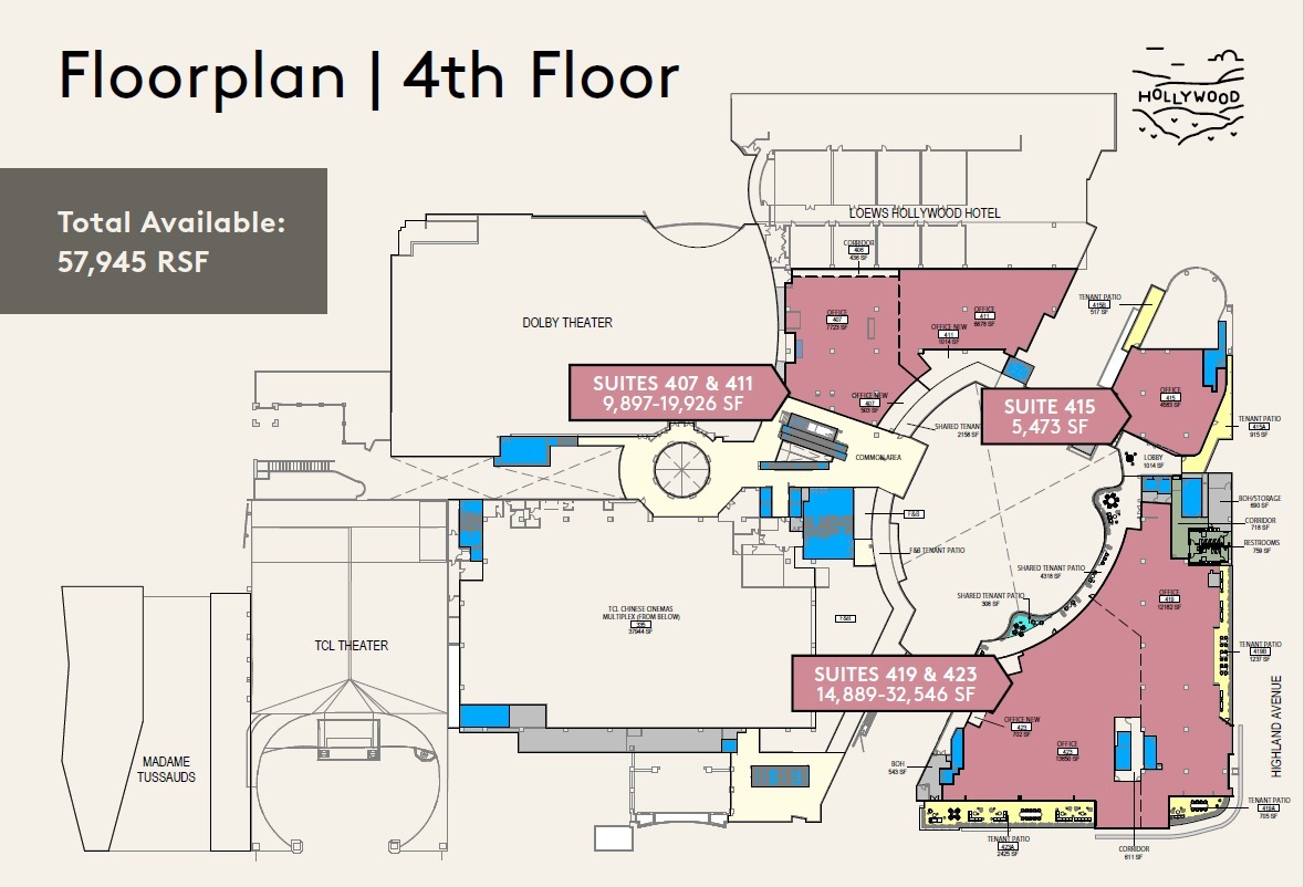 6801 Hollywood Blvd, Hollywood, CA à louer Plan d’étage– Image 1 sur 1