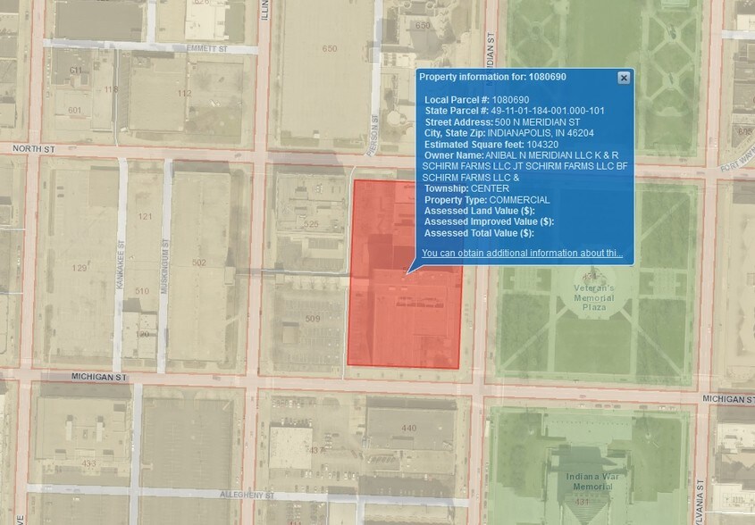 500 N Meridian St, Indianapolis, IN à louer - Plan cadastral – Image 2 sur 5