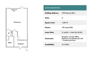 1818 Peacock Blvd, Oceanside, CA à louer Plan d’étage– Image 2 sur 2
