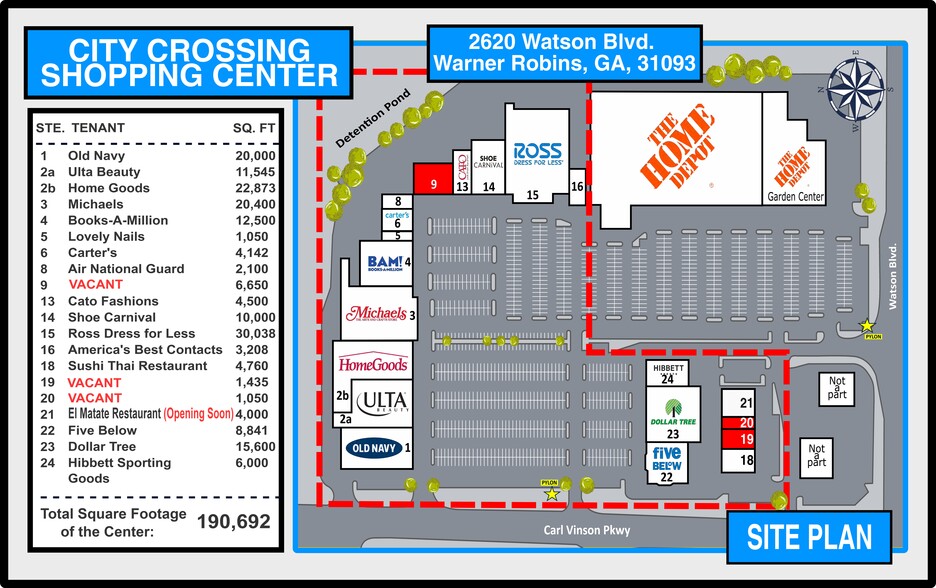 2620-2624 Watson Blvd, Warner Robins, GA à louer - Plan de site – Image 1 sur 6