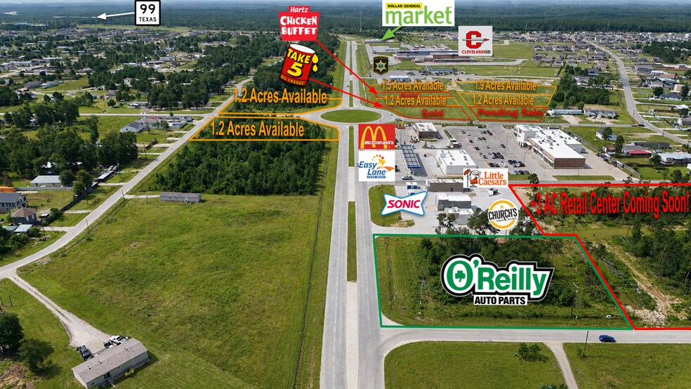 Commercial Corner- San Marcos & San Felipe, Cleveland, TX à vendre - Aérien – Image 2 sur 16