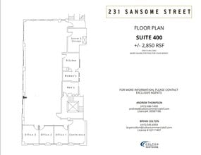 231 Sansome St, San Francisco, CA à louer Plan d’étage– Image 1 sur 1