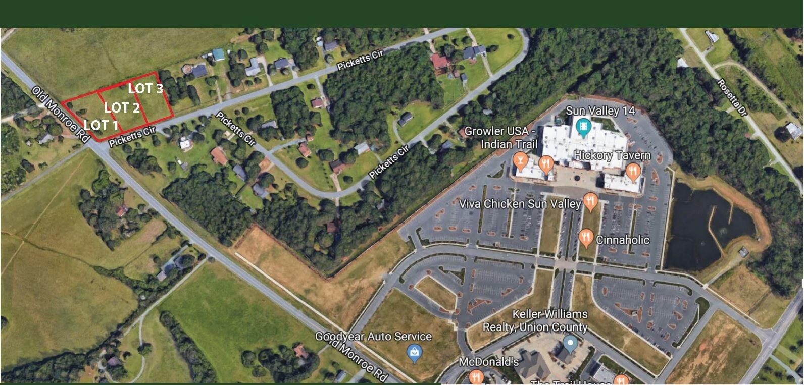 Old Monroe Rd And Picketts Cir, Indian Trail, NC à vendre Aérien– Image 1 sur 2