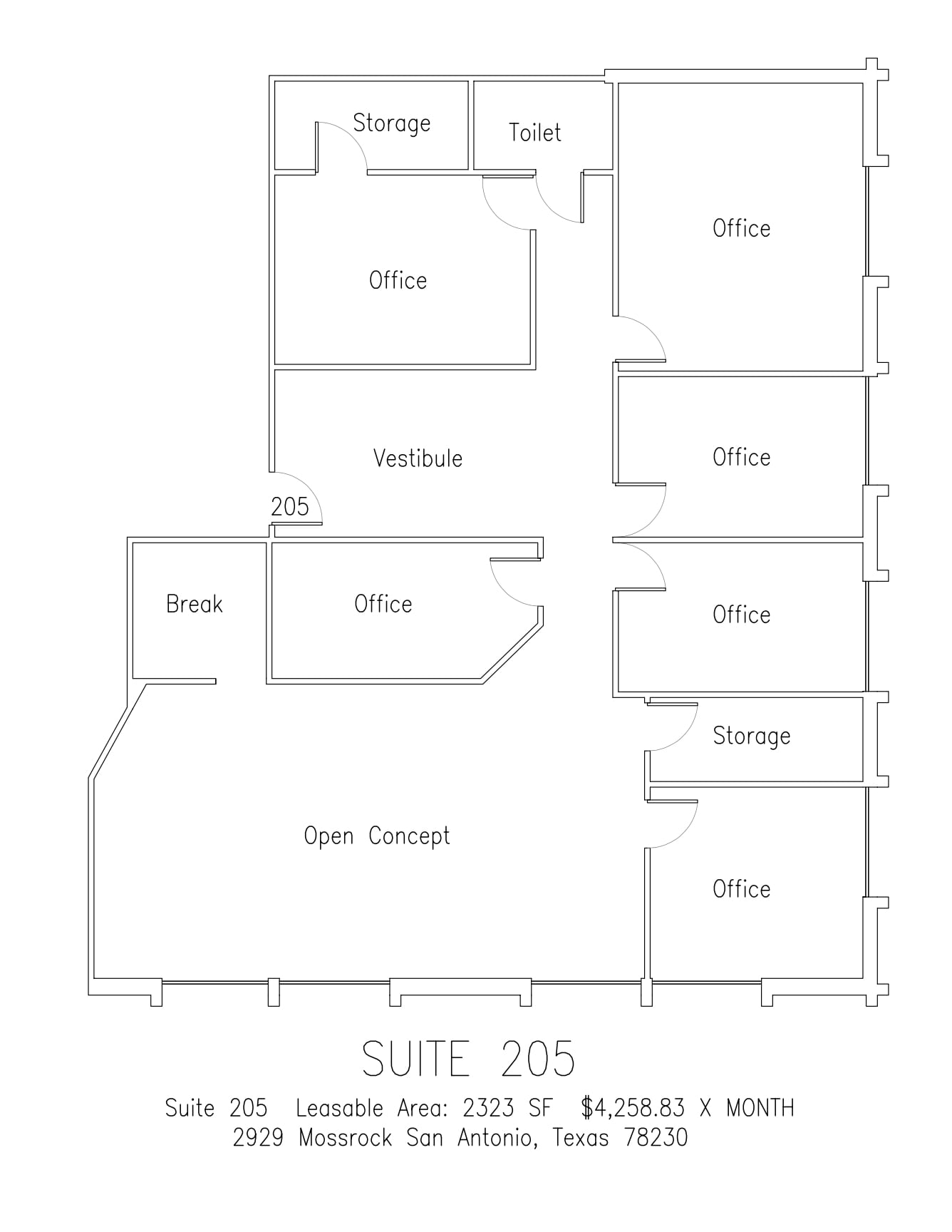 2929 Mossrock Dr, San Antonio, TX à louer Plan d’étage– Image 1 sur 1