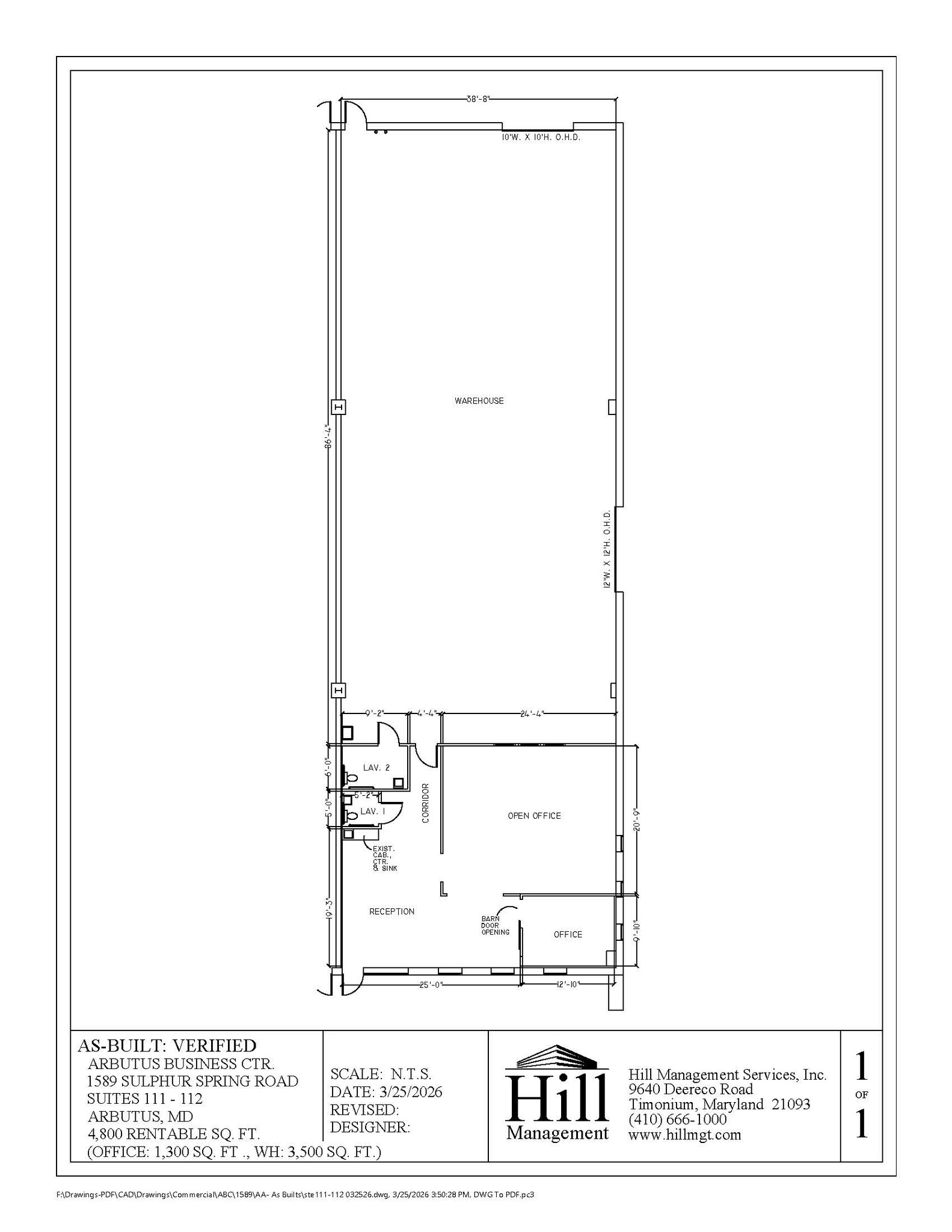 1589 Sulphur Spring Rd, Arbutus, MD à louer Plan d’étage– Image 1 sur 1