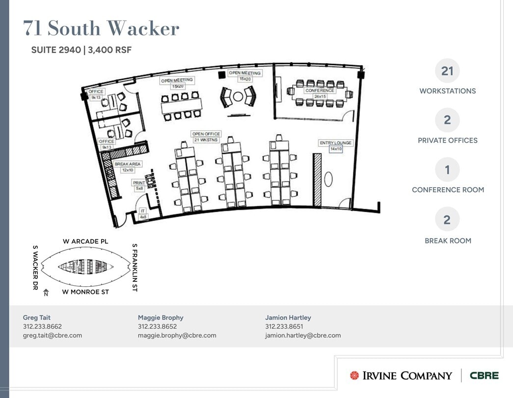 71 S Wacker Dr, Chicago, IL à louer Plan d’étage– Image 1 sur 4