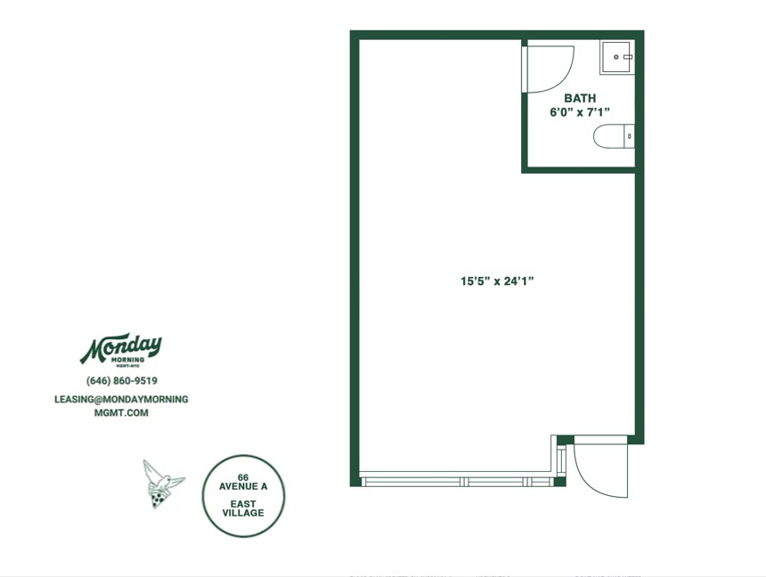 66 Avenue A, New York, NY à louer Plan d’étage– Image 1 sur 3