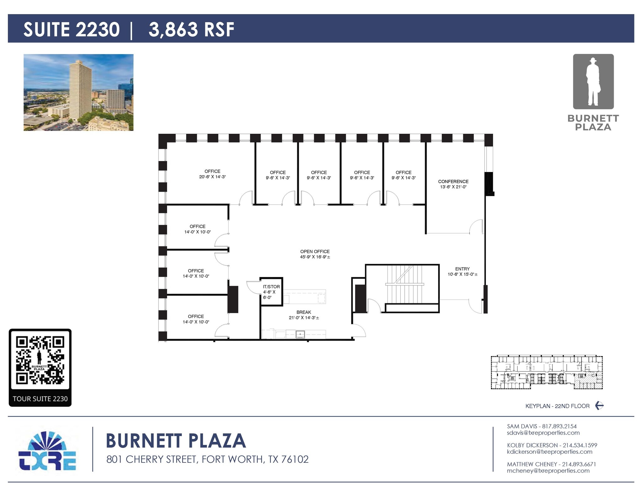 801 Cherry St, Fort Worth, TX à louer Plan d’étage– Image 1 sur 8