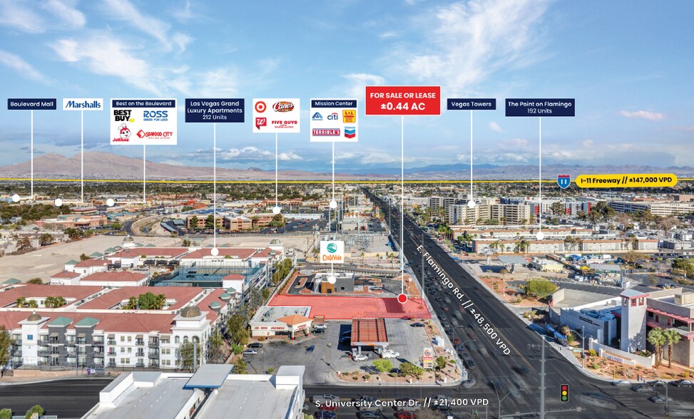 E Flamingo Rd & S University Center Dr, Las Vegas, NV à vendre - Aérien – Image 2 sur 4