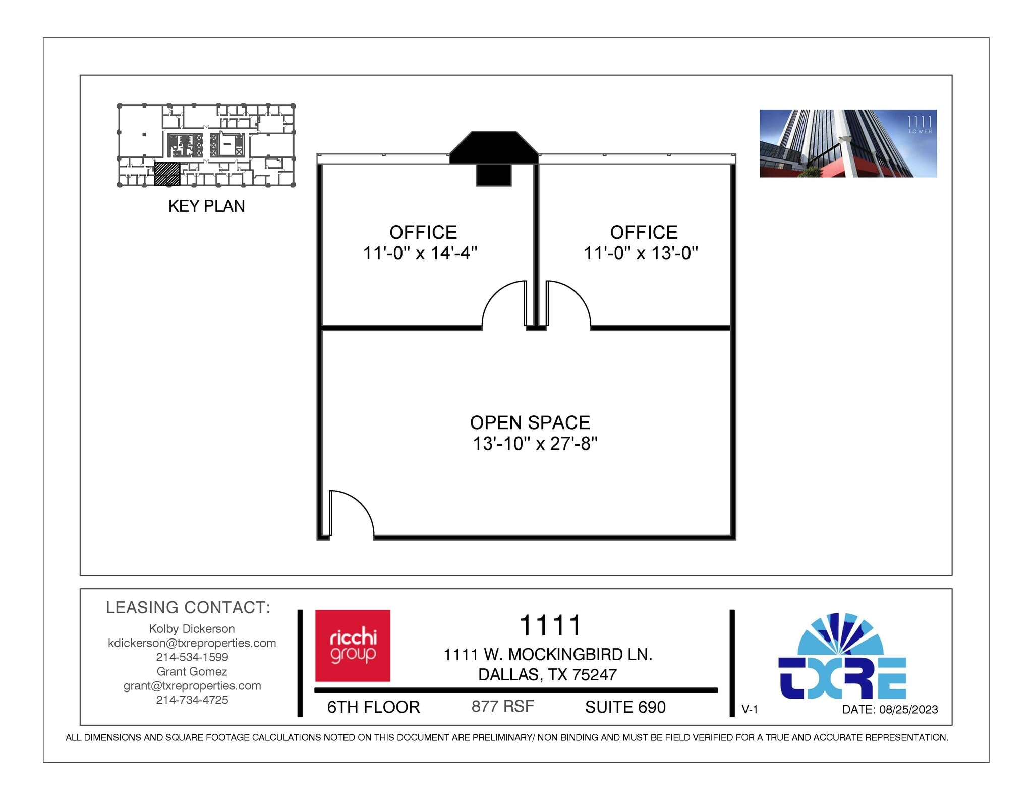 1111 W Mockingbird Ln, Dallas, TX à louer Plan d’étage– Image 1 sur 1