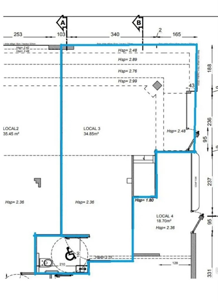 Local commercial dans Paris à louer Plan d’étage– Image 1 sur 3