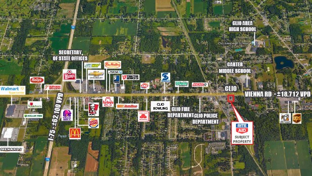 100 E Vienna St, Clio, MI à vendre - Aérien – Image 3 sur 3
