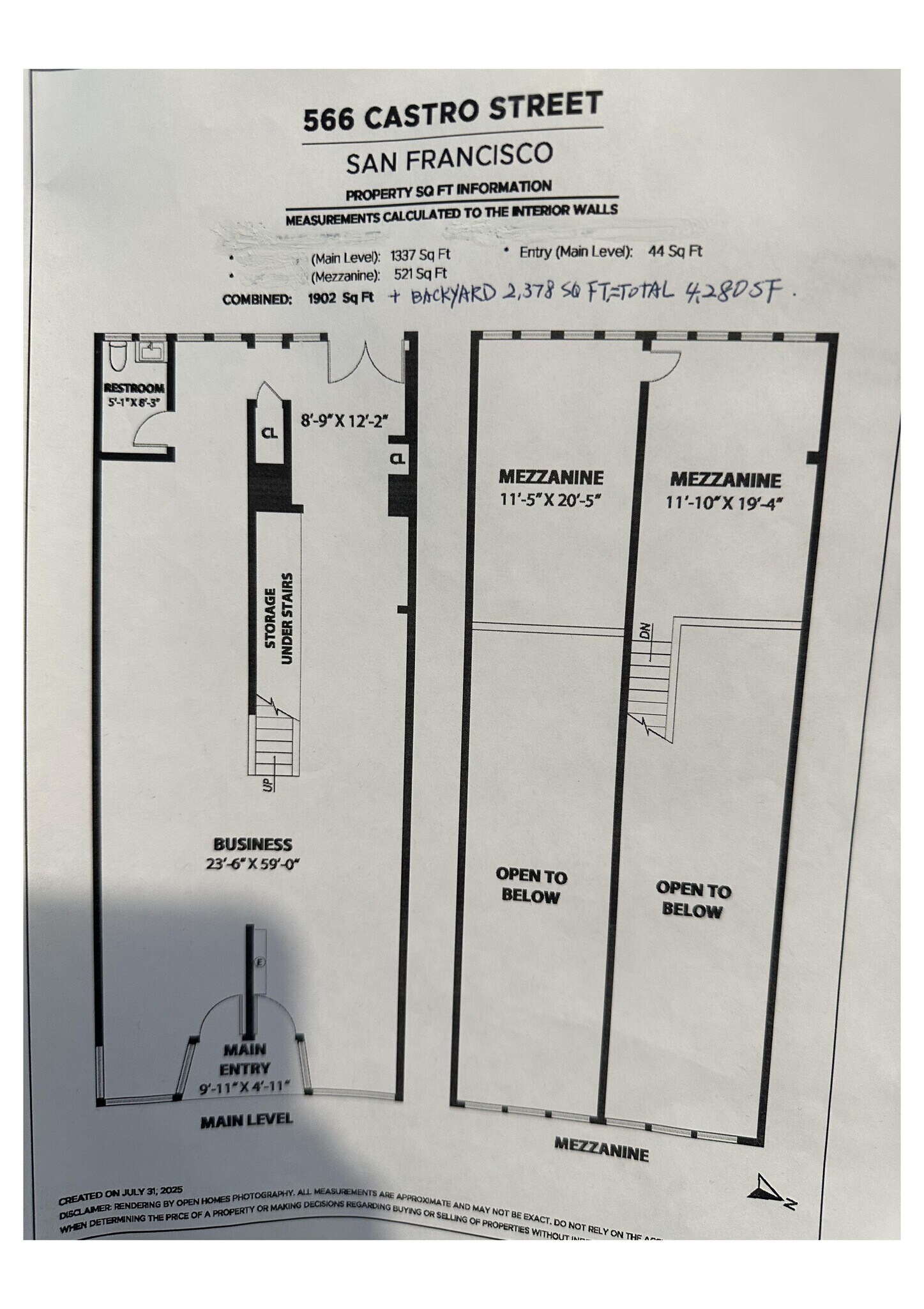 566-570 Castro St, San Francisco, CA à louer Plan de site– Image 1 sur 1