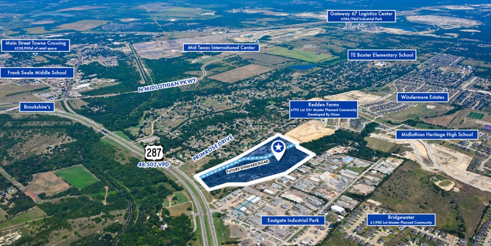 NEC of 287 & Primrose Dr. hwy, Midlothian, TX à vendre - Aérien – Image 2 sur 2
