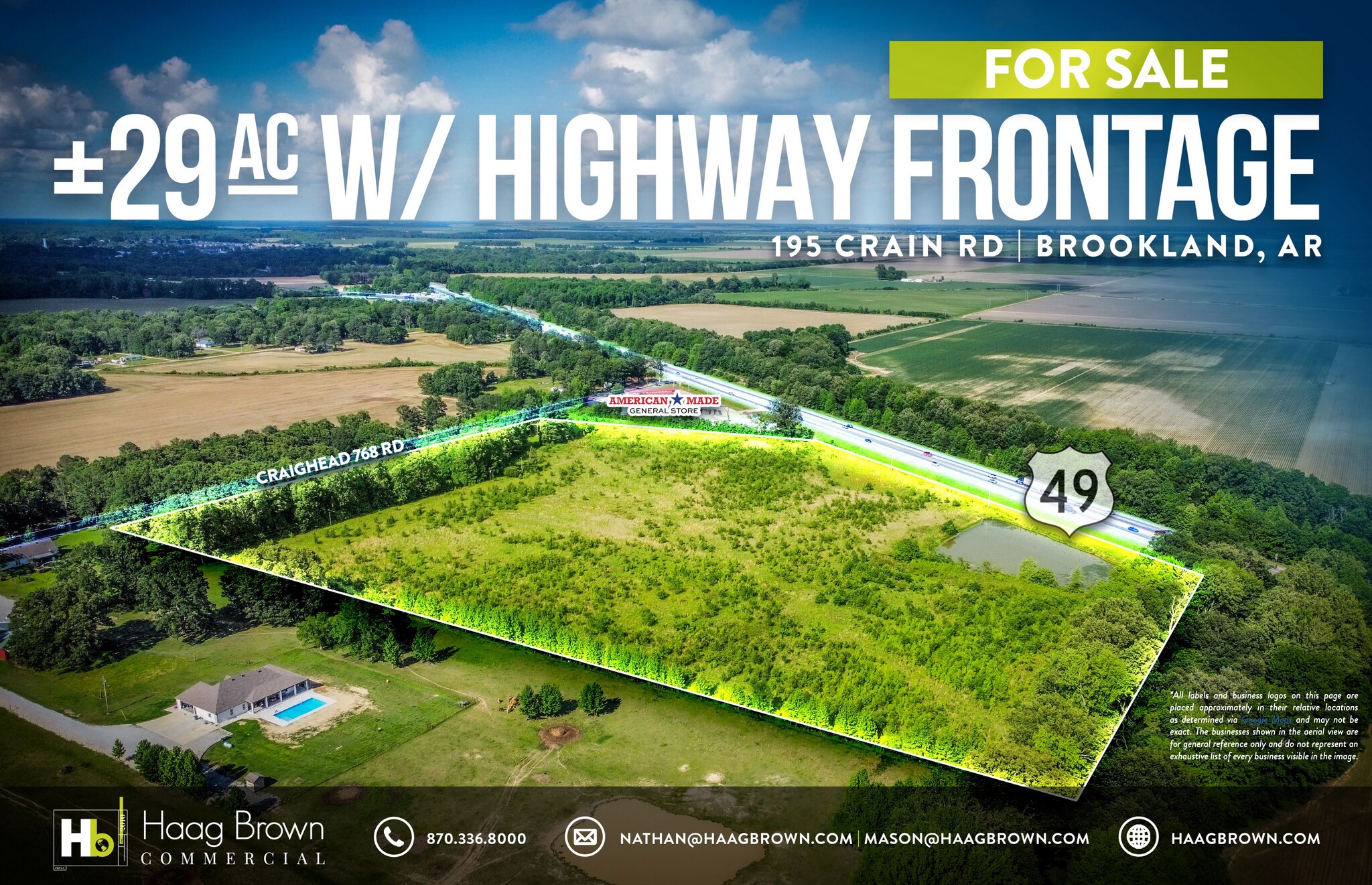 195 Crain Rd, Brookland, AR à vendre Aérien– Image 1 sur 2