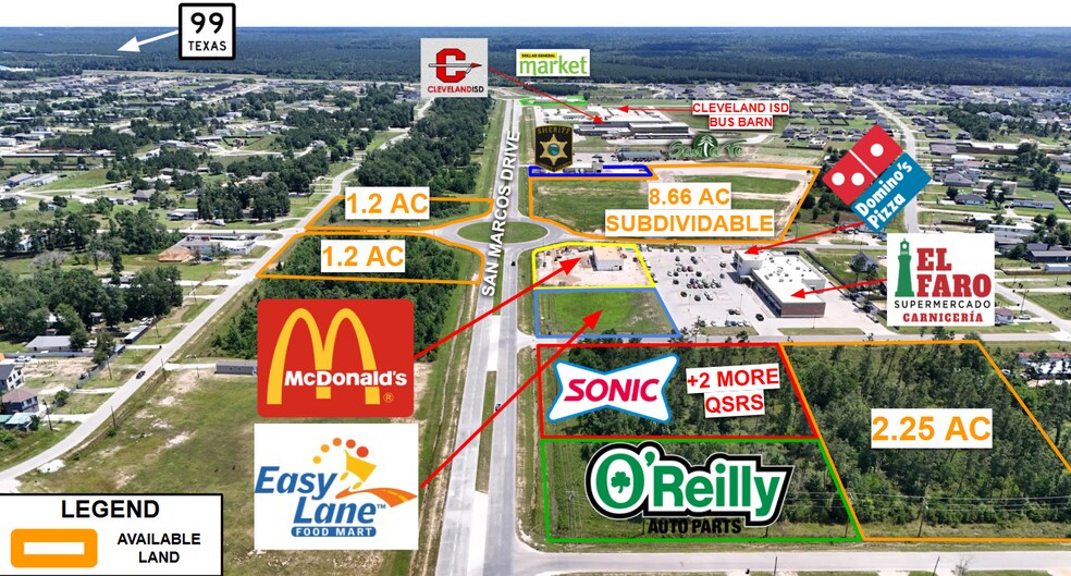 Commercial Corner- San Marcos & San Felipe, Cleveland, TX à vendre - Photo de l’immeuble – Image 1 sur 13