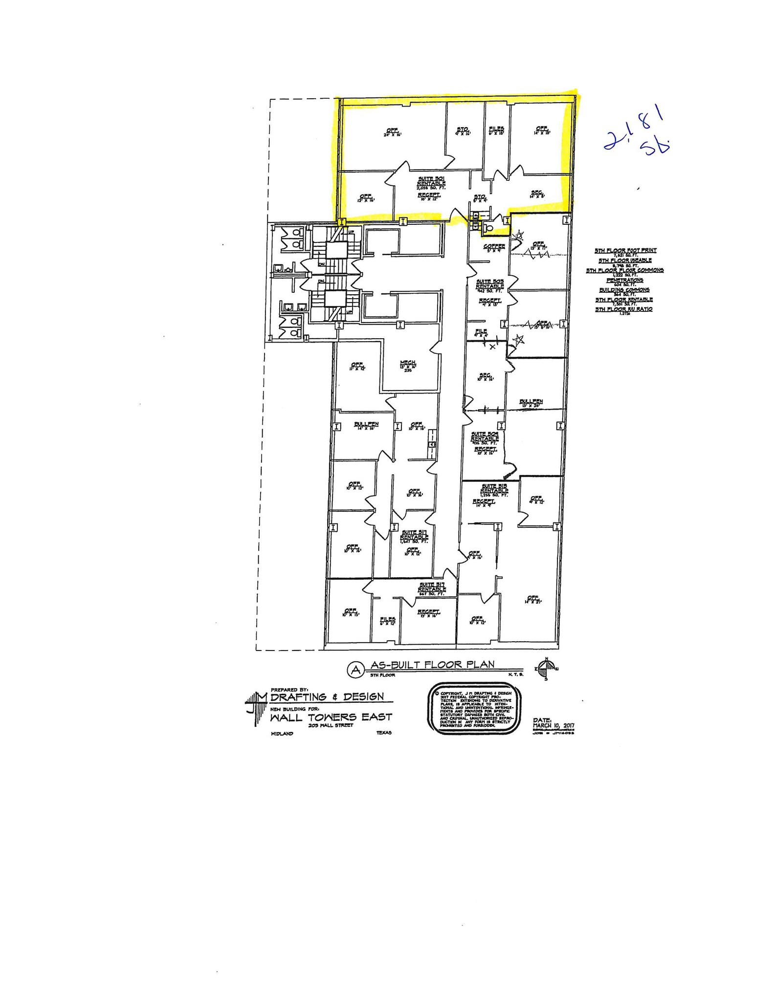 201-203 W Wall St, Midland, TX à louer Plan d’étage– Image 1 sur 9