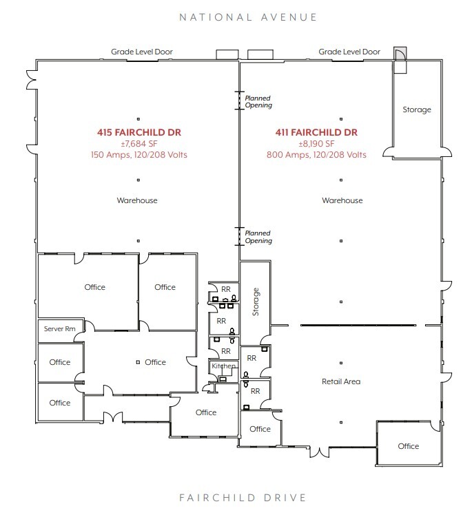 411-415 Fairchild Dr, Mountain View, CA à louer Plan d’étage– Image 1 sur 1