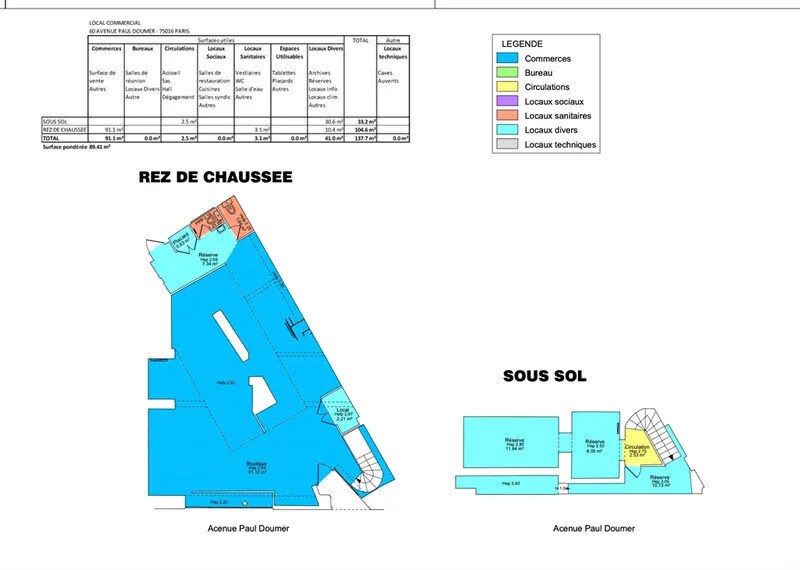 Local commercial dans Paris à louer - Plan d’étage – Image 2 sur 6