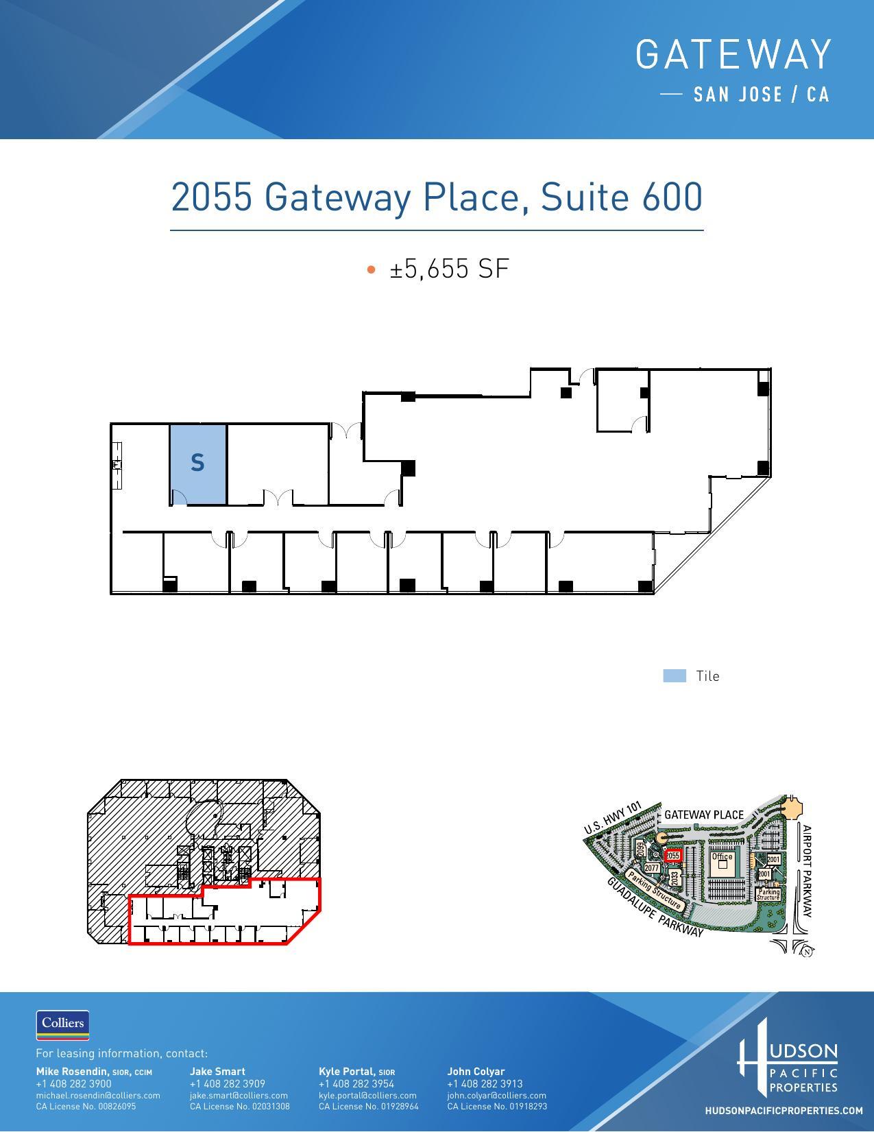 2033 Gateway Pl, San Jose, CA à louer Plan d’étage– Image 1 sur 16
