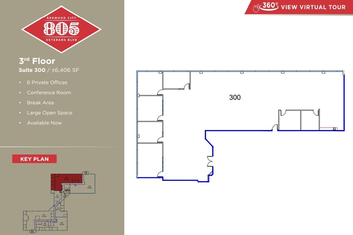 805 Veterans Blvd, Redwood City, CA à louer Plan d’étage– Image 1 sur 1