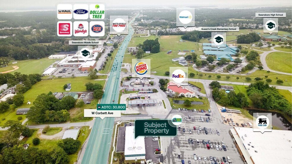 1411 W Corbett Ave, Swansboro, NC à vendre - Aérien – Image 2 sur 3