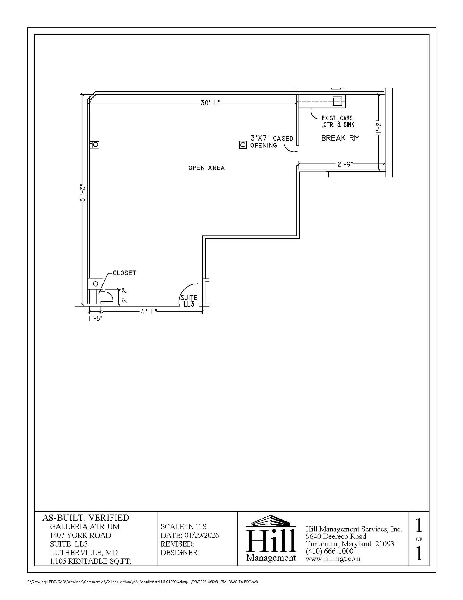 1407 York Rd, Lutherville, MD à louer Plan d’étage– Image 1 sur 1