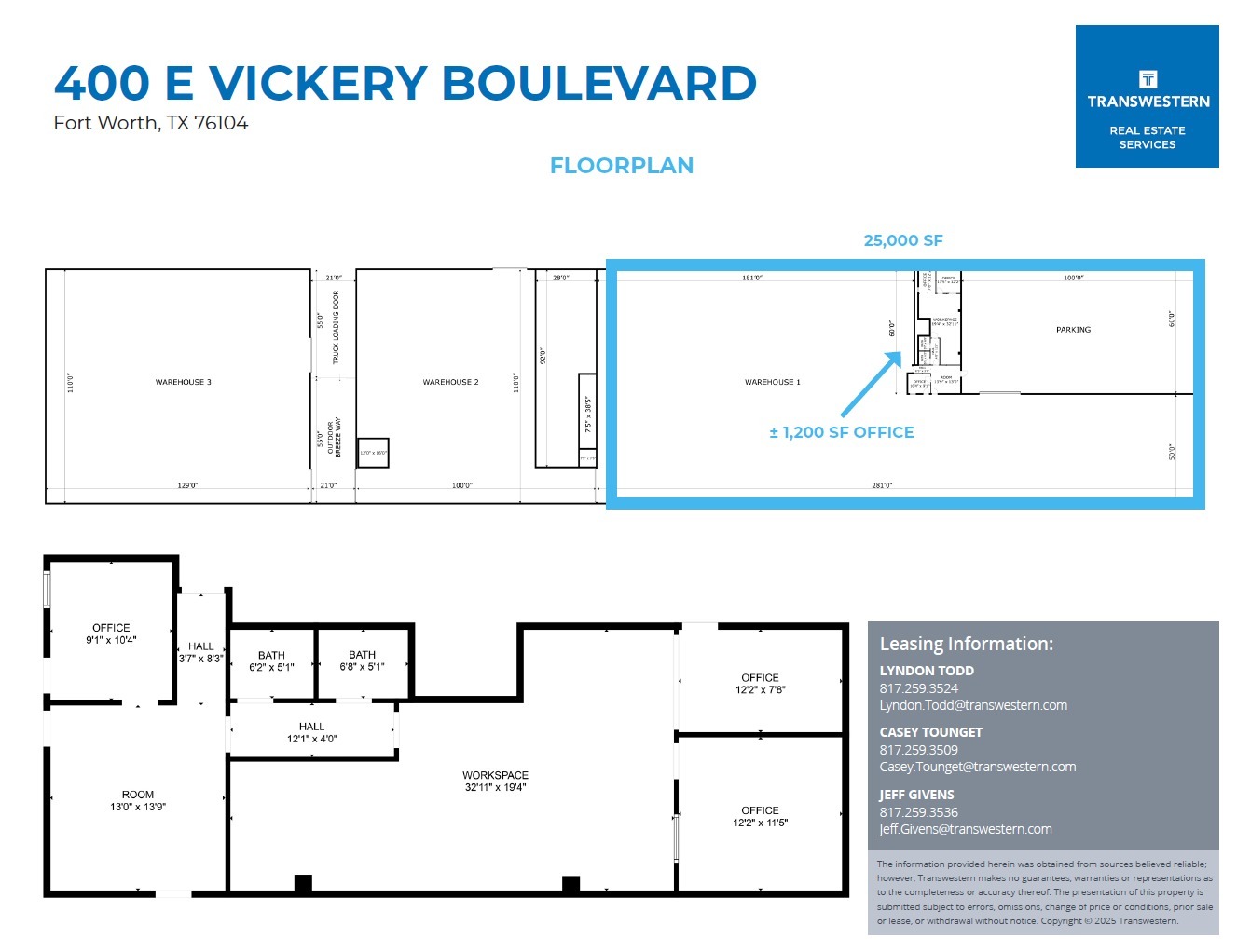 400 E Vickery Blvd, Fort Worth, TX à louer Plan d’étage– Image 1 sur 1