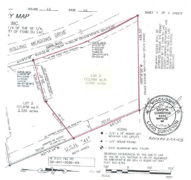 N Rolling Meadows Dr, Fond Du Lac, WI à vendre - Plan cadastral – Image 2 sur 2