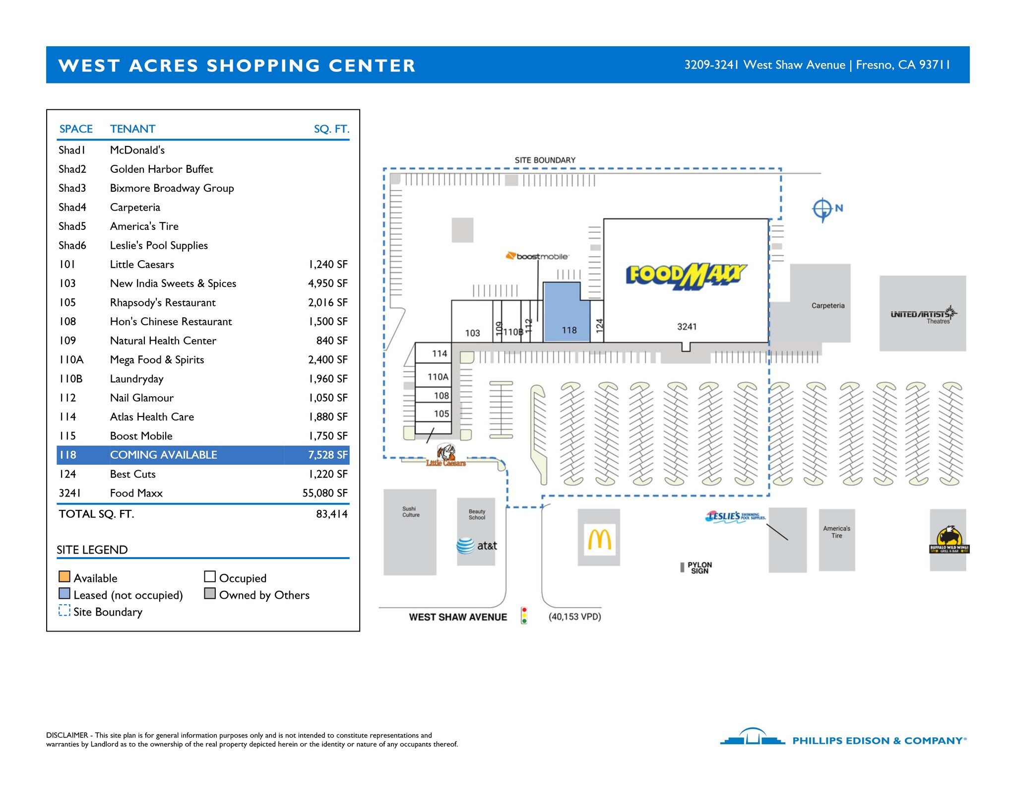 3209-3241 W Shaw Ave, Fresno, CA à louer Plan de site– Image 1 sur 1