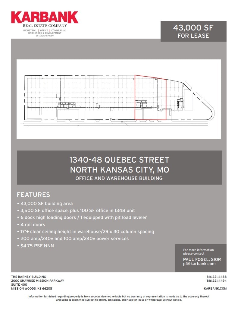 1240-1348 Quebec St, North Kansas City, MO à louer Plan d’étage– Image 1 sur 1