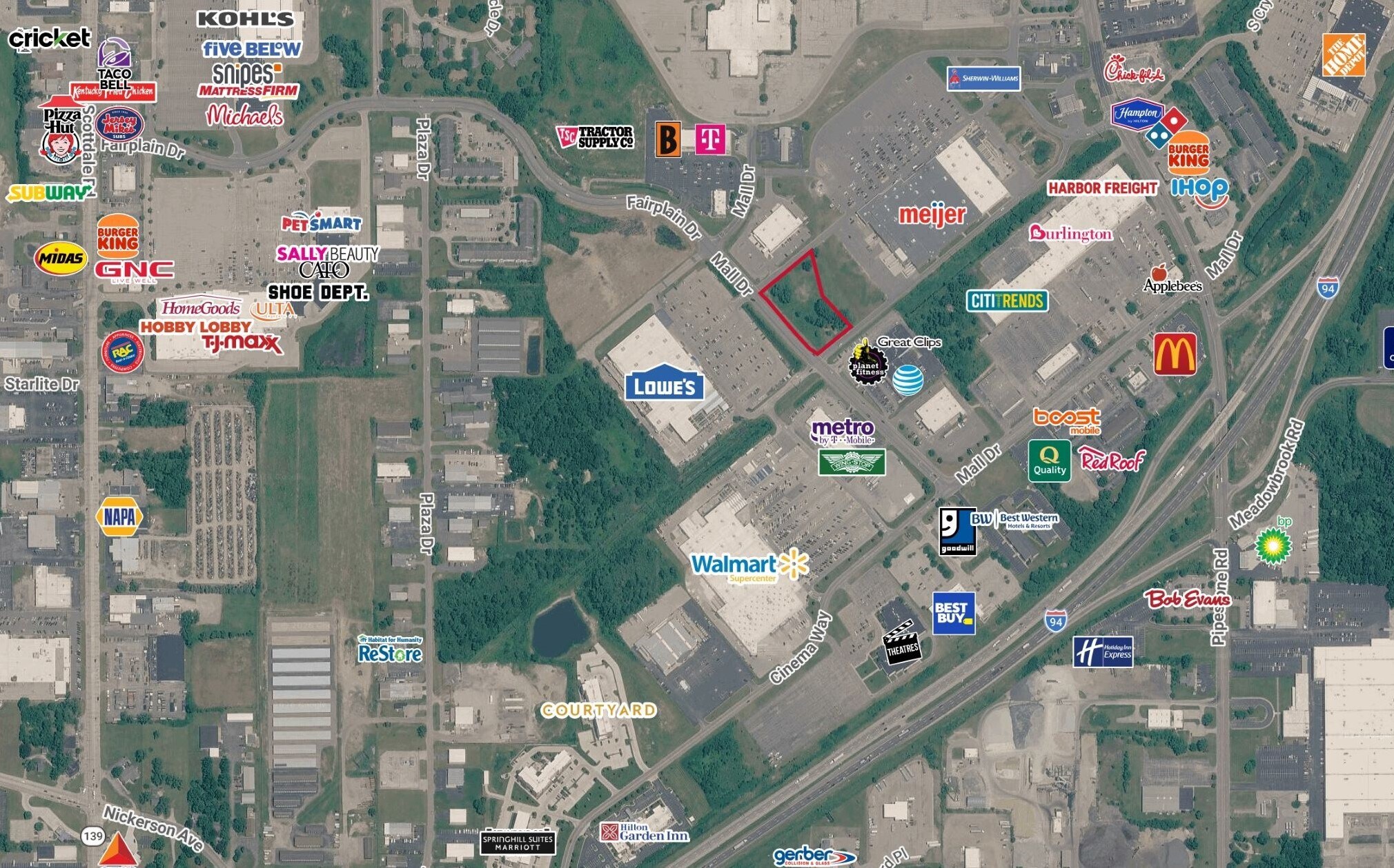 1295 Mall Dr, Benton Harbor, MI à vendre Aérien– Image 1 sur 3